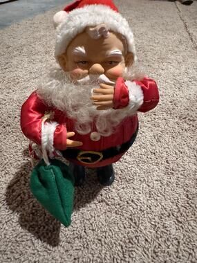 Vintage Round Santa Claus w/Bag Doll Rubber/Foam 10"